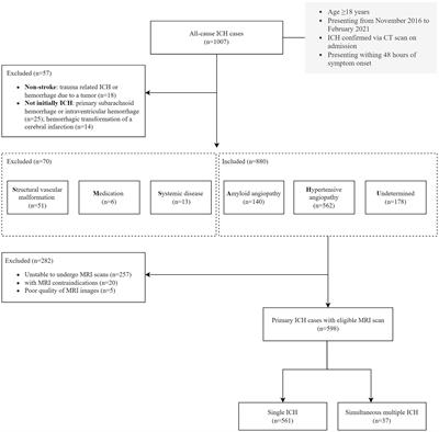 Underlying microangiopathy and functional outcome of simultaneous multiple intracerebral hemorrhage